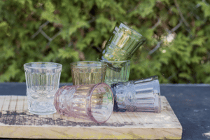 Solange waterglas, roze, tumbler, gekleurd glas
