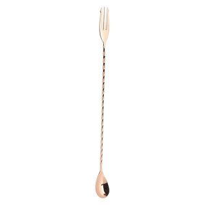 Cocktaillepel met vork koper 32 cm
