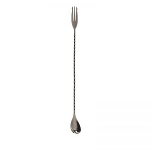 Cocktaillepel met vork gun metal zwart 32 cm