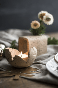 kerstmis workshop keramiek , theelichten, servetringen, gedekte tafel