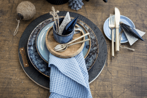 Gedekte Tafel Blauw, servies, styling, kersttafel.