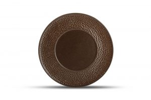 Plat bord 28cm gehamerde rand copper Brass