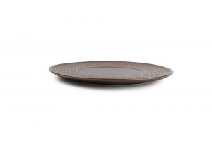 Plat bord 28cm gehamerde rand copper Brass