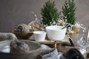 Ecru kersttafel in Landelijke stijl