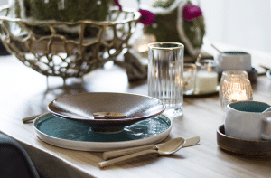 Serviesgoed, gedekte tfel, styling table, blauw-bruin, Hip tafelen to go