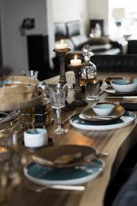 Serviesgoed, gedekte tfel, styling table, blauw-bruin, Hip tafelen to go