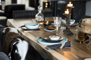 Serviesgoed, gedekte tfel, styling table, blauw-bruin, Hip tafelen to go