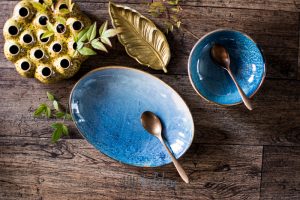 Diep bord , kom 18 , 30x21xH3,7-5,5cm blue Nova