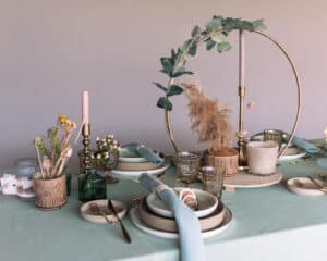 Tafelstyling, shop the liik beige en muntgroen , hip tafelen
