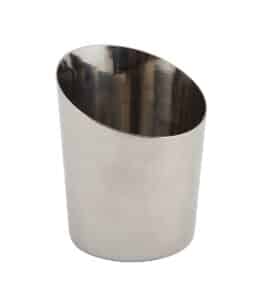 RVS friet/presentatiebakje glad schuin 9,5cm 450ml. Friet of groente presentaties wil je natuurlijk ook leuk presenteren.