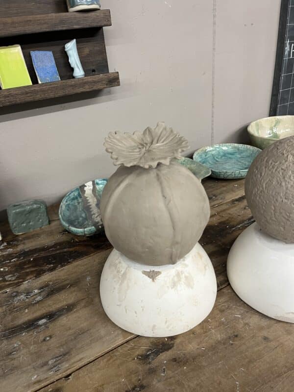 Workshop Zaaddozen 28-5-2025, lotus pods, poppy seed, keramiek workshop tuinornamenten maken