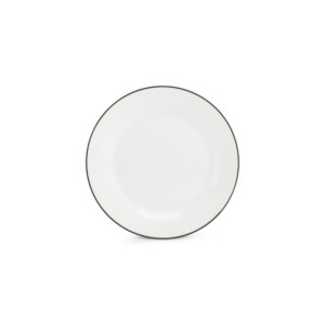 Plat bord 20cm green rim Basic White