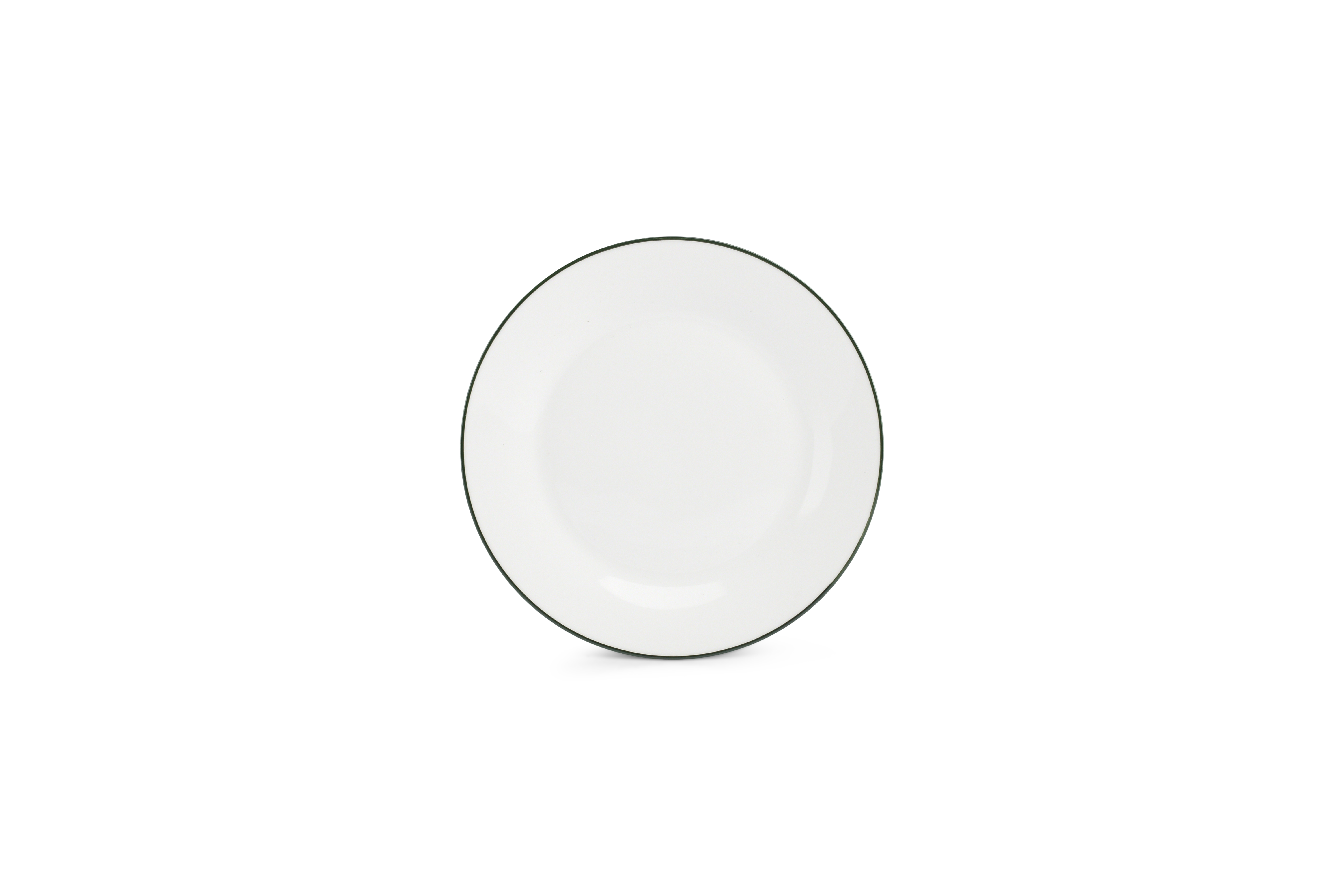 Plat bord 20cm green rim Basic White