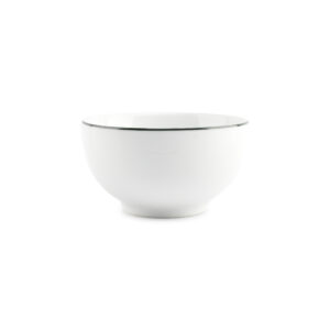 Kom 14xH8cm green rim Basic White