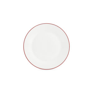 Plat bord 20cm burgundy rim Basic White