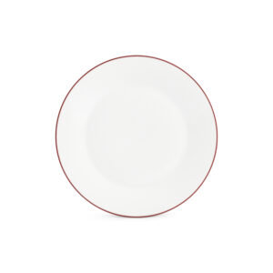 Plat bord 24cm burgundy rim Basic White