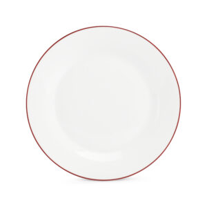 Plat bord 27cm burgundy rim Basic White