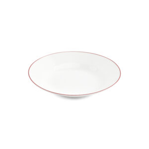 Diep bord 23xH4cm burgundy rim Basic White