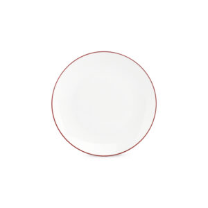 Plat bord 20,5cm coupe burgundy rim Basic White