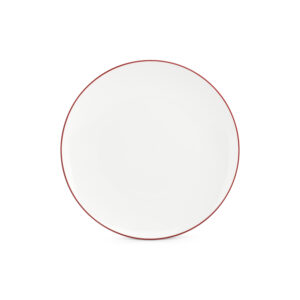 Plat bord 24cm coupe burgundy rim Basic White